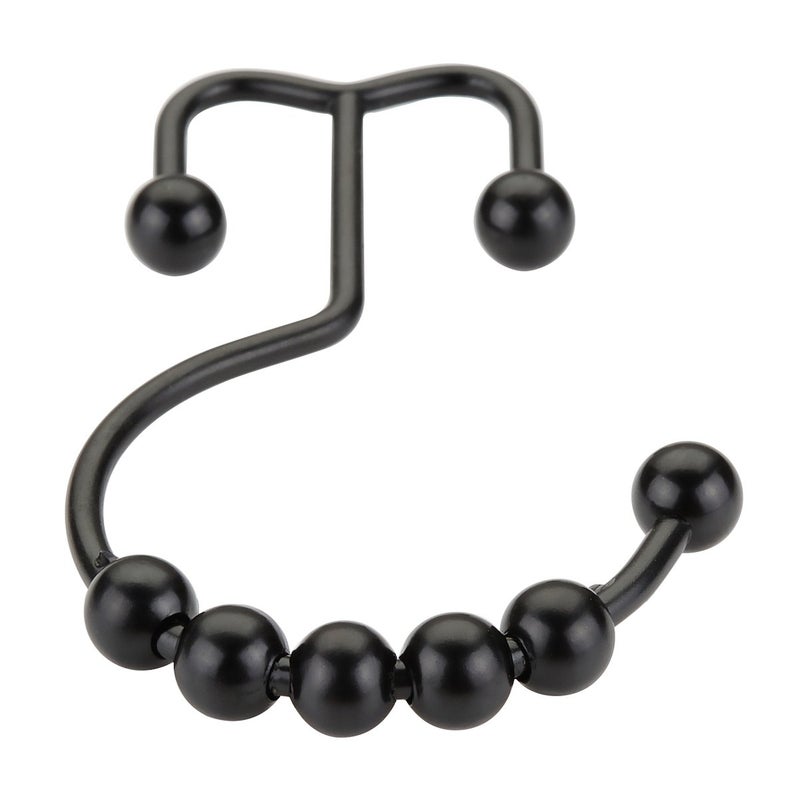 Amazer Black Shower Curtain Hooks  Shower Curtain Hooks Rust proof 12 Pcs Stainless Steel Shower Hooks for Shower Curtain  Double Shower Curtain Hooks for Bathroom Shower Rods Curtain - Image 5